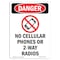 Signmission OSHA Danger Sign, No Cellular Phones, 10in X 7in Rigid Plastic, 7" W, 10" L, Portrait OS-DS-P-710-V-1464 - alternate 1